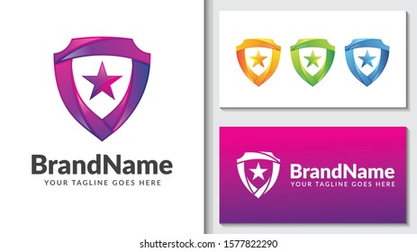 colorful app shield protection star gradient logo icon vector