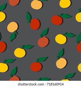 Colorful apple fruit background. Seamless autumn harvest vector pattern.