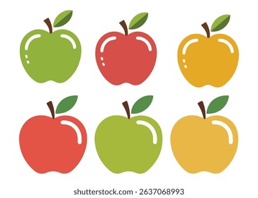 Colorful Apple Icons Vector Set for Food and Drink Design