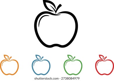 Colorful apple on white background fruit isolated