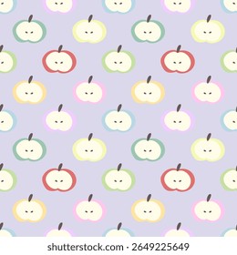 Colorful apple pattern on soft background