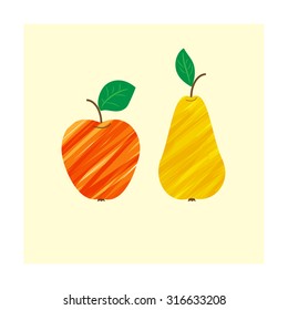 Colorful apple and pear