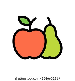 Colorful apple and pear icon design. Icon Symbol Illustration