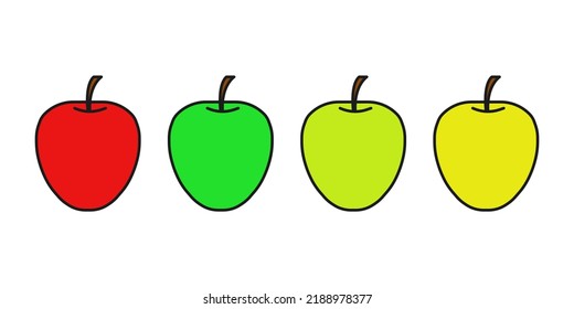 Colorful apple simple icon set.