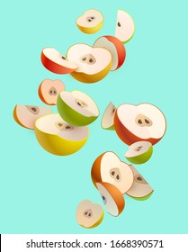 Colorful apple slices. Stylized illustration.