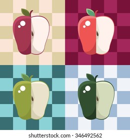 Colorful apples with seamless background.