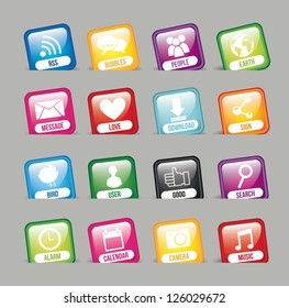 colorful apps over gray background, app store. vector