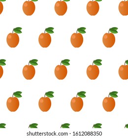 Colorful apricot seamless pattern isolated on white. Vector illustration