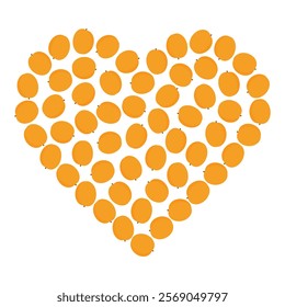 Colorful Apricots heart shape silhouette in trendy summer shades. Summer fruits background texture 