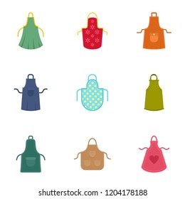 Colorful apron icon set. Flat set of 9 colorful apron vector icons for web design