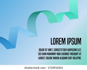 Colorful Aqua Vector with Wavy Blue String, Illustration Abstract Line Background