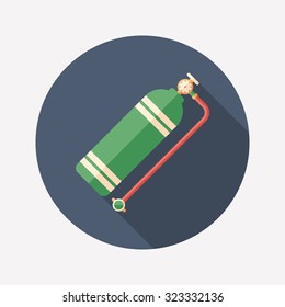 Colorful aqualung flat round icon with long shadows.