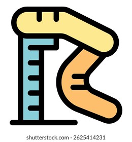 Colorful aquapark slide measuring height icon symbolizing summer fun, water activities, and amusement parks