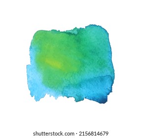 Colorful aquarelle spot on isolated white. Colored blotch. Watercolour splotch. Paint and ink smudges. Trendy label brush stroke background