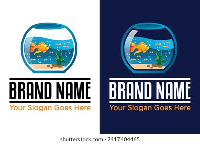 Colorful aquarium fish illustration vector logo design