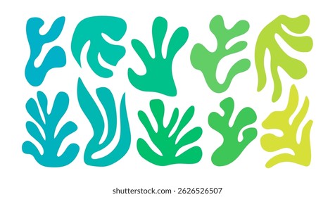 Colorful aquatic plant illustration. Abstract geometric organic shapes. Vector art.