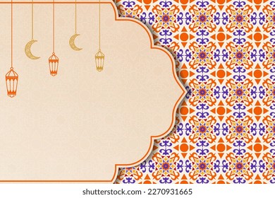 Farbige arabische Muster-Hintergrund-Illustration für ramadan kareem mit Kopienraum