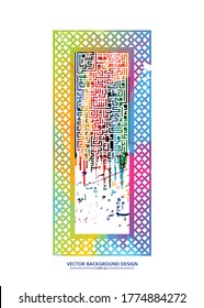 Colorful Arabic Calligraphy, Pattern many Colors Without specific meaning in English, with Islamic pattern - Vector illustration