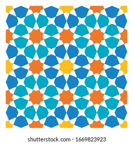 Colorful Arabic geometric ornament. Seamless pattern