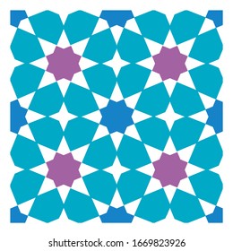 Colorful Arabic geometric ornament. Seamless pattern