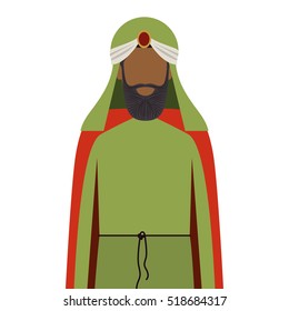 colorful arabic man half body with turban and beard without a face