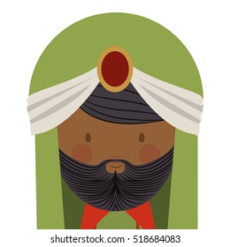colorful arabic man head with turban and beard