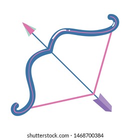 Colorful arch bow with arrow, sagittarius zodiac sign