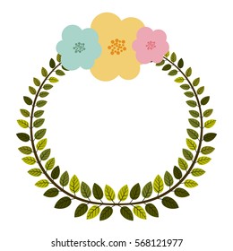 colorful arch of leaves with pastel flowers