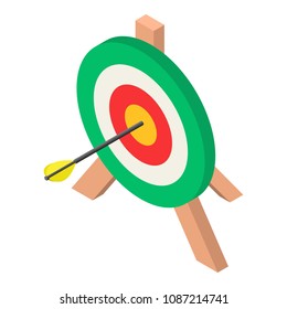 Colorful archery target icon. Isometric of colorful archery target vector icon for web design isolated on white background