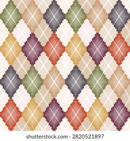 colorful argyle seamless pattern, rusty boho color, textile,  dusky colors colorful repeat pattern