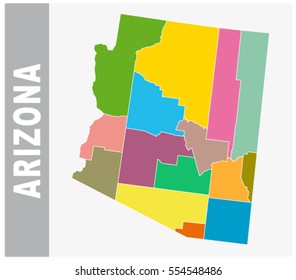 Colorful Arizona administrative and political vector map