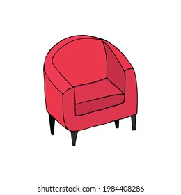 Colorful armchair illustration in vector. Colorful doodle armchair illustration in vector