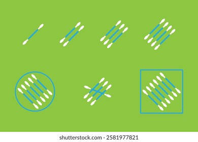 Colorful Arrangement of Cotton Swabs in Different Positions.
