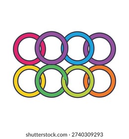 A colorful arrangement of interconnected rings