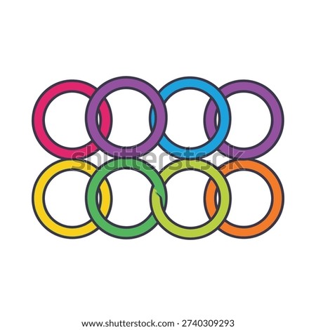 A colorful arrangement of interconnected rings