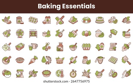 A colorful array of baking essentials, featuring various tools and ingredients, perfect for any baking enthusiast looking to elevate their culinary skills.