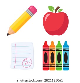 Colorful array of essential school supplies and learning tools, perfect for academic success and creativity.
