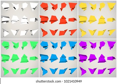Colorful arrow banner template sets for promotional posters isolated vector illustration