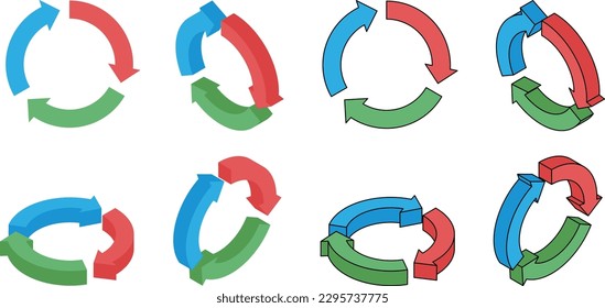 Colorful arrow and base graphic set