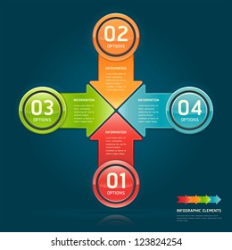 Colorful arrow circle number options banner. Vector illustration. can be used for workflow layout, diagram, web design, infographics.