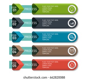 Colorful arrow design elements for business infographics. Vector template with 5 steps, parts, options, stages.