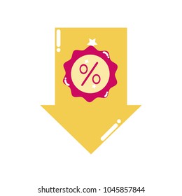 colorful arrow down direction with label percent