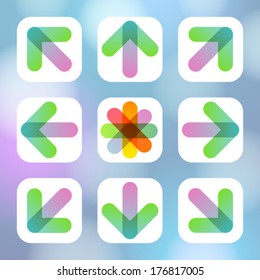 Colorful Arrow Icon Flat Menu. Vector illustration. 