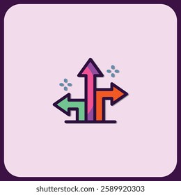 Colorful Arrow Icon: Multidirectional Choice and Path