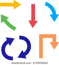 Conjunto de iconos de flecha colorida, diseño de Ilustración vectorial de progreso de navegación de dirección