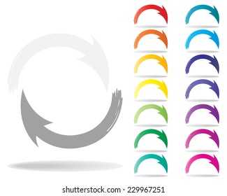colorful arrow icon set on white background : curved arrow vector