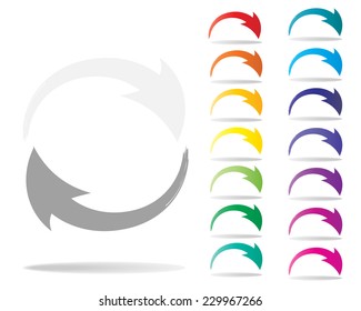 colorful arrow icon set on white background : curved arrow vector