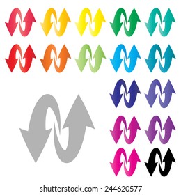 colorful arrow icon set on white background : curved arrow vector