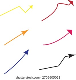 Colorful arrow icon set, vector direction signs for web design, business presentation, or paper sticker collection.