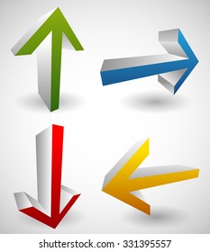 Colorful arrow icons, arrow buttons. Arrows up, down, left and right.